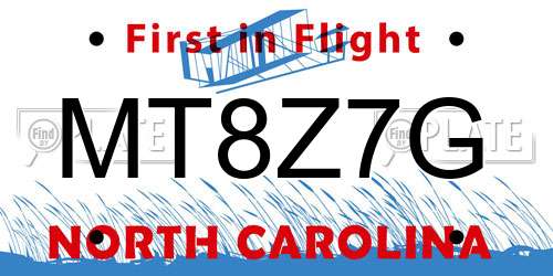 MT8Z7G North Carolina License Plate