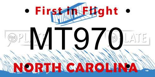 MT970 North Carolina License Plate