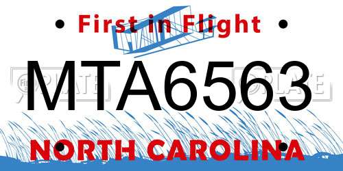 MTA6563 North Carolina License Plate