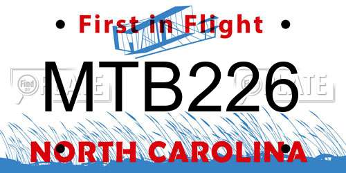 MTB226 North Carolina License Plate
