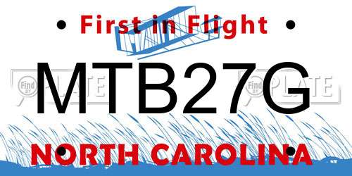 MTB27G North Carolina License Plate