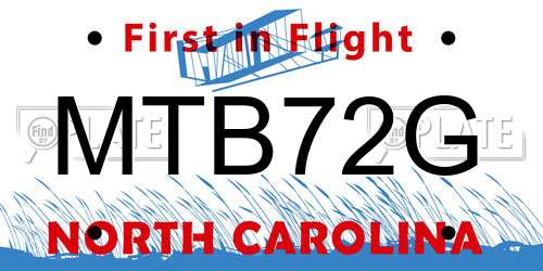 MTB72G North Carolina License Plate