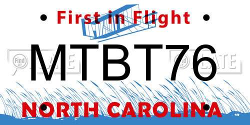 MTBT76 North Carolina License Plate