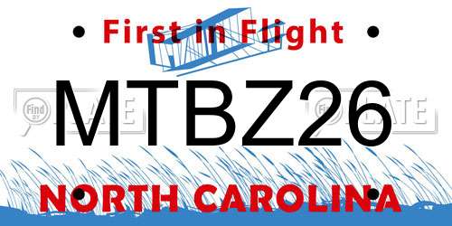 MTBZ26 North Carolina License Plate