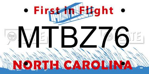 MTBZ76 North Carolina License Plate