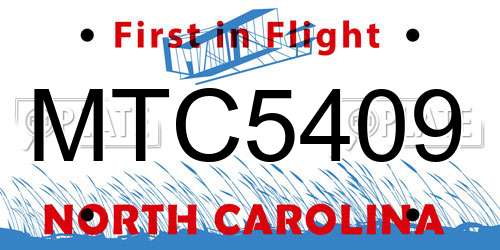 MTC5409 North Carolina License Plate