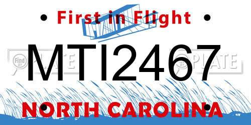 MTI2467 North Carolina License Plate