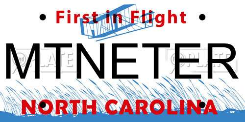 MTNETER North Carolina License Plate