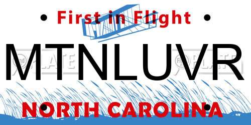 MTNLUVR North Carolina License Plate