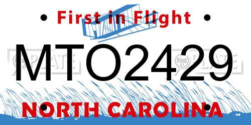 MTO2429 North Carolina License Plate