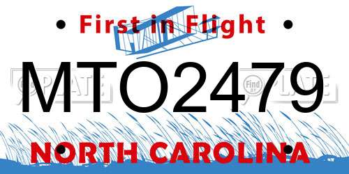 MTO2479 North Carolina License Plate