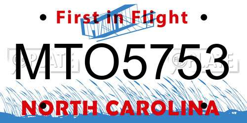 MTO5753 North Carolina License Plate