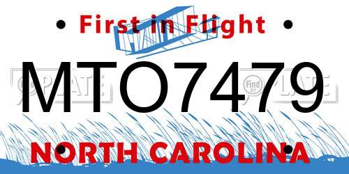 MTO7479 North Carolina License Plate