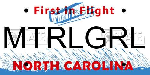 MTRLGRL North Carolina License Plate