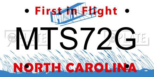 MTS72G North Carolina License Plate