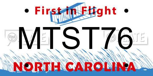MTST76 North Carolina License Plate