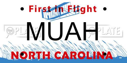 MUAH North Carolina License Plate