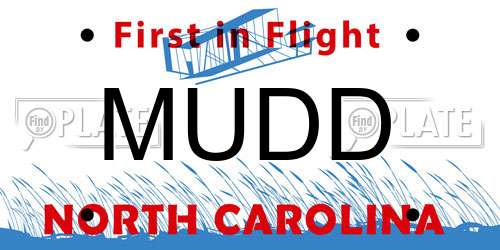 MUDD North Carolina License Plate