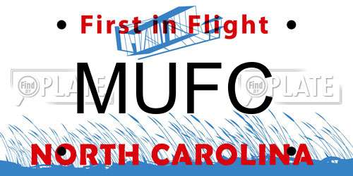 MUFC North Carolina License Plate