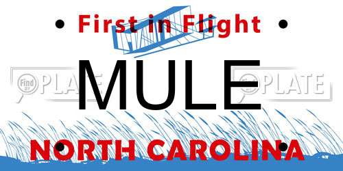 MULE North Carolina License Plate