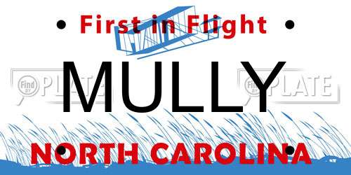 MULLY North Carolina License Plate
