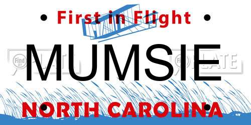MUMSIE North Carolina License Plate