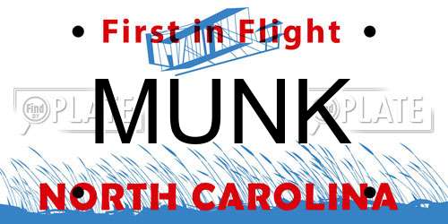 MUNK North Carolina License Plate