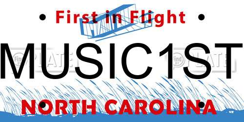 MUSIC1ST North Carolina License Plate