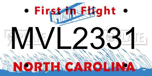 MVL2331 North Carolina License Plate