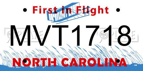 MVT1718 North Carolina License Plate