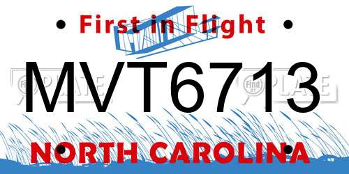 MVT6713 North Carolina License Plate
