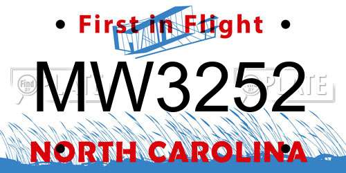 MW3252 North Carolina License Plate