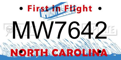 MW7642 North Carolina License Plate