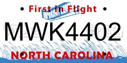 MWK4402 North Carolina License Plate