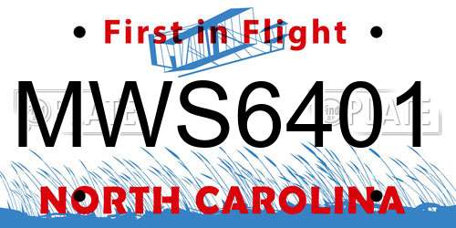 MWS6401 North Carolina License Plate