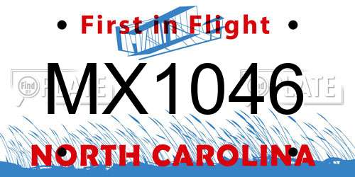 MX1046 North Carolina License Plate