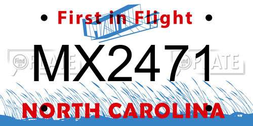 MX2471 North Carolina License Plate