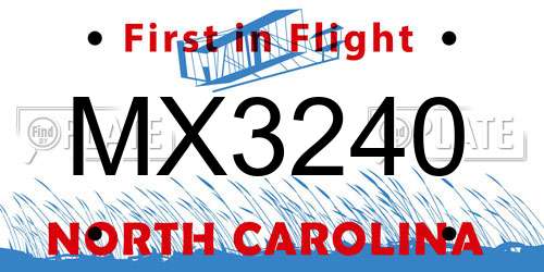 MX3240 North Carolina License Plate