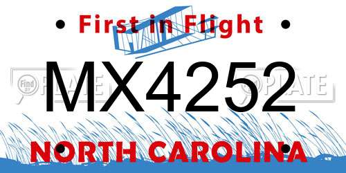 MX4252 North Carolina License Plate