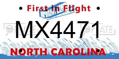 MX4471 North Carolina License Plate
