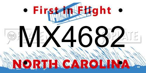 MX4682 North Carolina License Plate