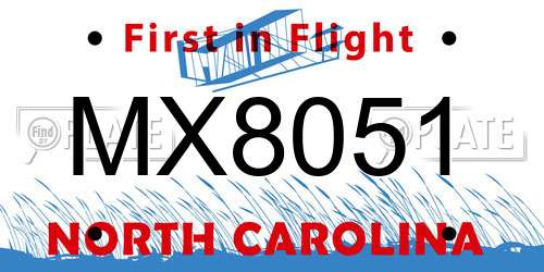 MX8051 North Carolina License Plate