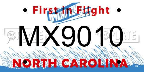 MX9010 North Carolina License Plate