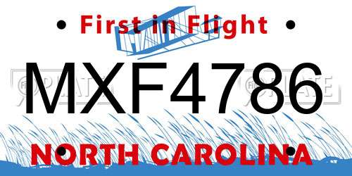 MXF4786 North Carolina License Plate