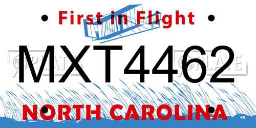 MXT4462 North Carolina License Plate