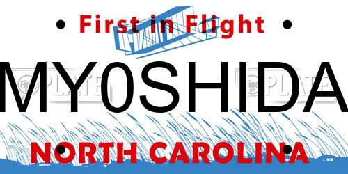 MY0SHIDA North Carolina License Plate
