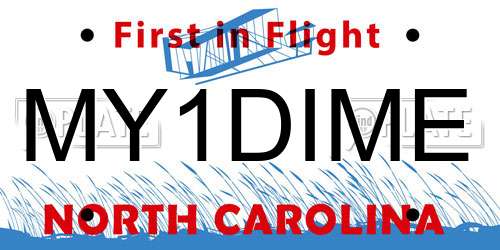 MY1DIME North Carolina License Plate
