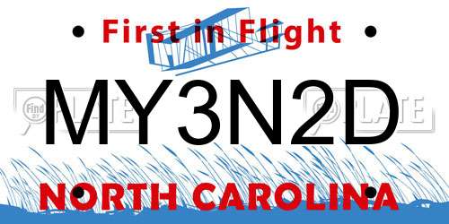 MY3N2D North Carolina License Plate