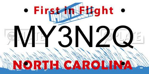 MY3N2Q North Carolina License Plate