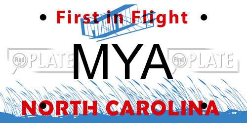MYA North Carolina License Plate